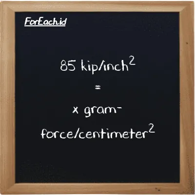 Example kip/inch<sup>2</sup> to gram-force/centimeter<sup>2</sup> conversion (85 ksi to gf/cm<sup>2</sup>)